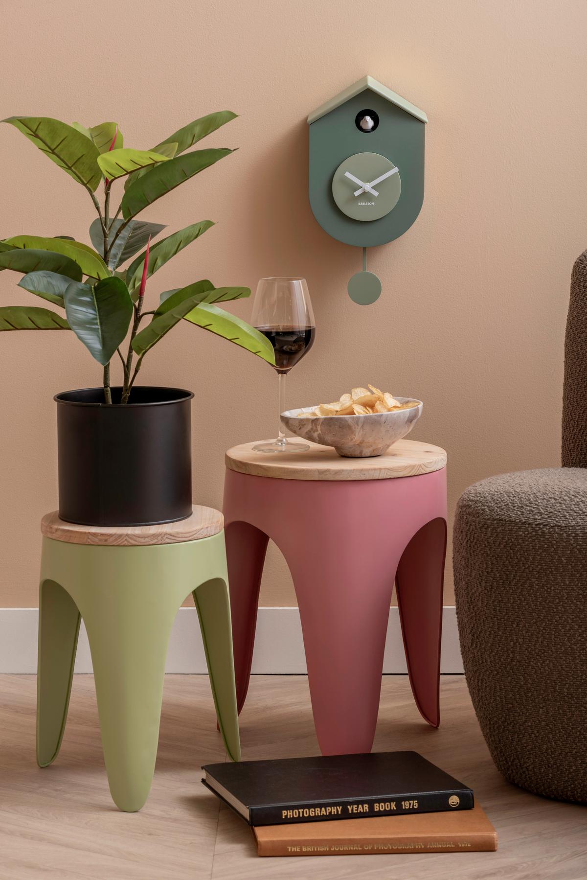 ZEGAR ŚCIENNY GRATO CUCKOO - jadeitowa zieleń, Basics, tworzywo sztuczne (17.5/9/33cm) - Karlsson