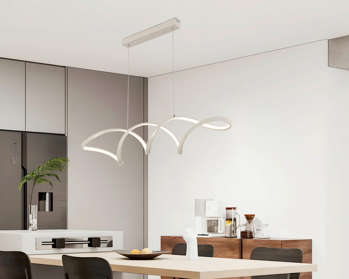 LAMPA WISZĄCA LED BROWNSVILLE *SBN* - kolor piaskowy, Design, tworzywo sztuczne/metal (100/22/120cm) - Novel
