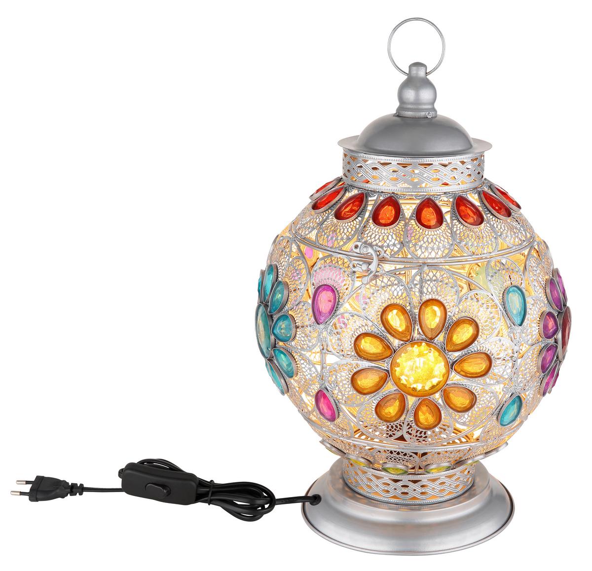 Namizna Svetilka 15658t - srebrne barve/črna, Konvencionalno, kovina/umetna masa (27/39,5cm) - Globo