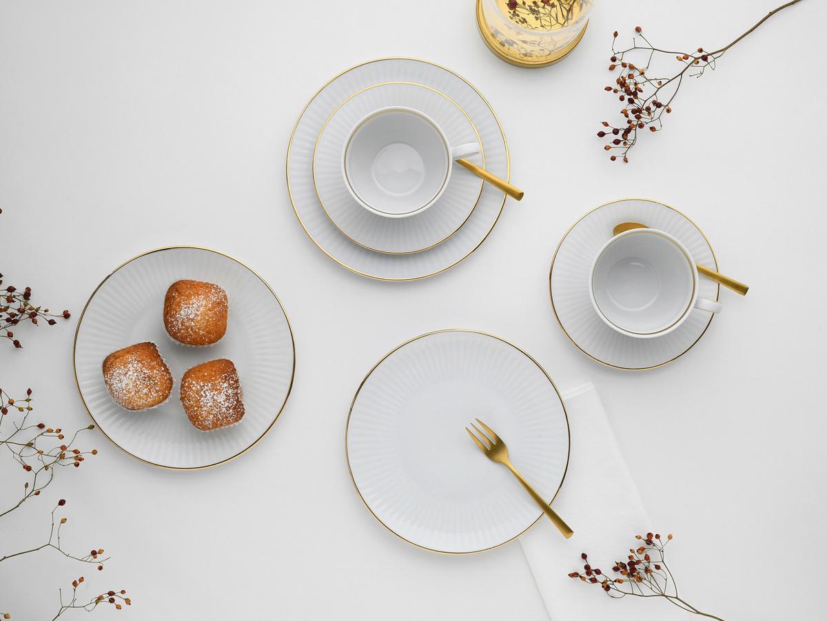 Kombinirani Servis Valencia, 30-Delni - zlate barve/bela, Design, keramika - Creatable