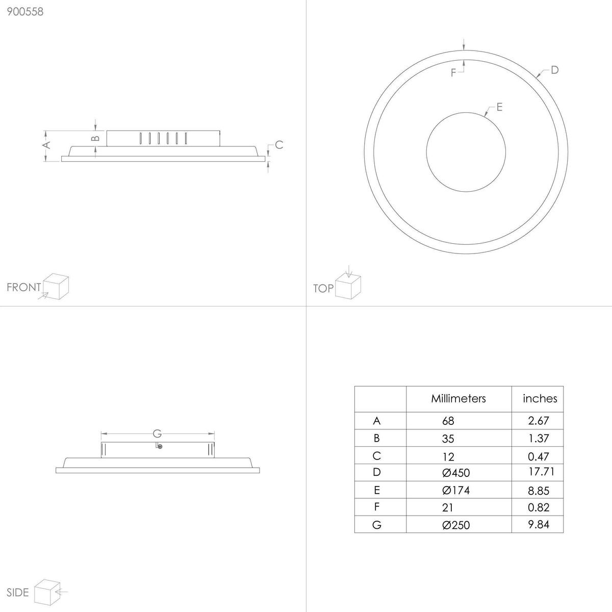 Led-deckenleuchte 900558_marmorata - Weiss/Schwarz, Basics, Kunststoff/Metall (45/7cm) - Eglo