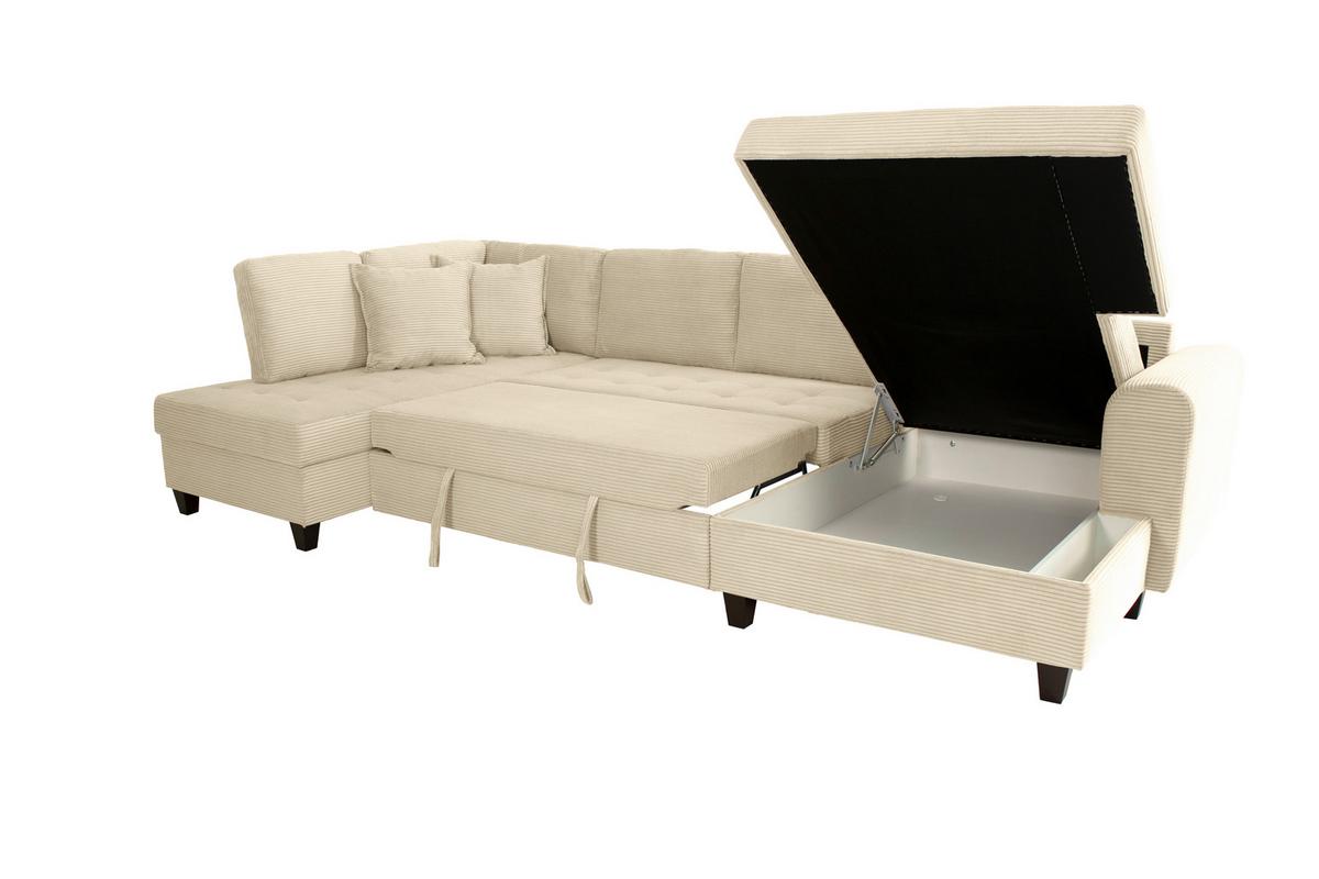 Kutna Garnitura Moritz - krem, Trend, tekstil (178/324/155cm)