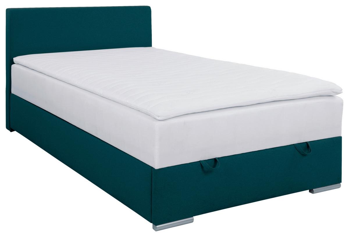 Tapecirani Krevet Cosi - boje petroleja/boje kroma, Konvencionalno, drvo/metal (120/200cm)