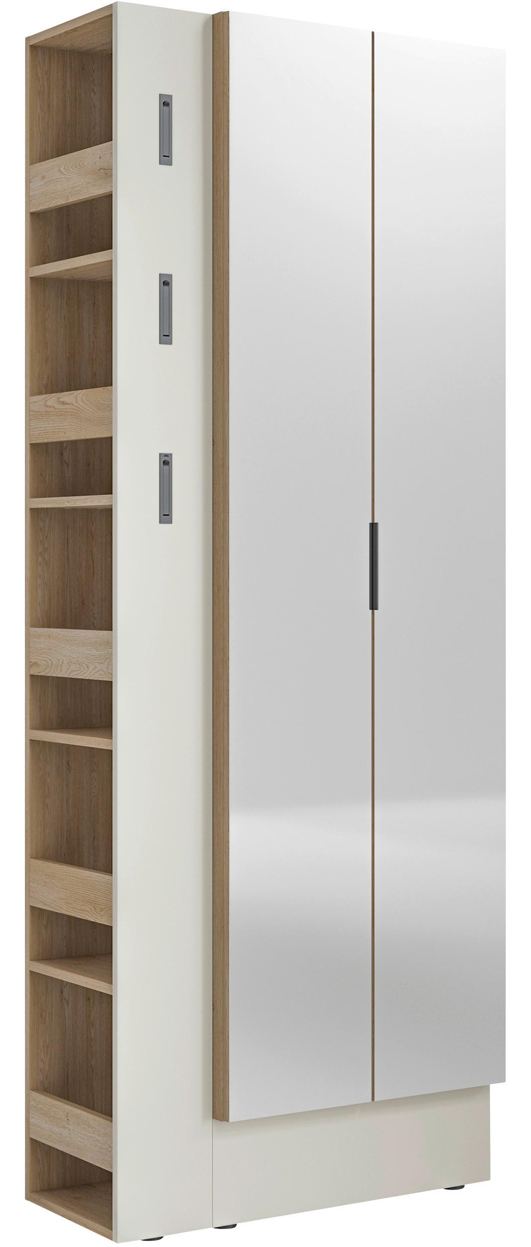 Dulap pentru hol SARINA - cașmir/culoare lemn stejar, Trend, sticlă/material pe bază de lemn (76/201,5/37cm) - Modern Living