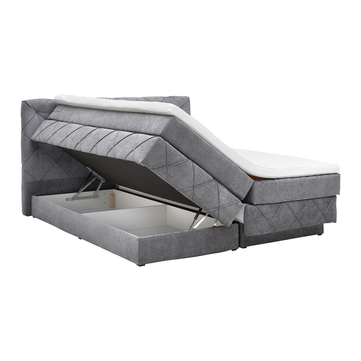 Boxspringbett Cordoba Grau ca. 160x200cm - Schwarz/Grau, KONVENTIONELL, Holz/Holzwerkstoff (160/200cm) - Premium Living