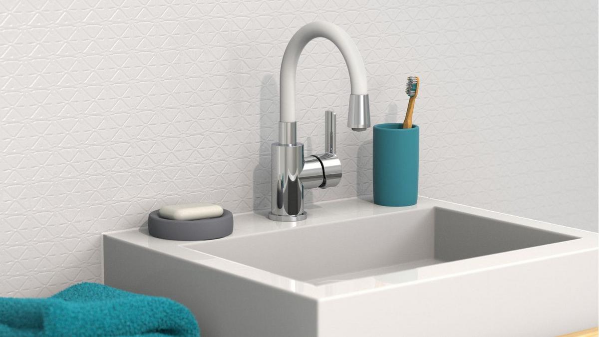 Slavina Za Umivaonik Flexo - bijela/boje kroma, Konvencionalno, metal/plastika (5,0/variabel/variabelcm)