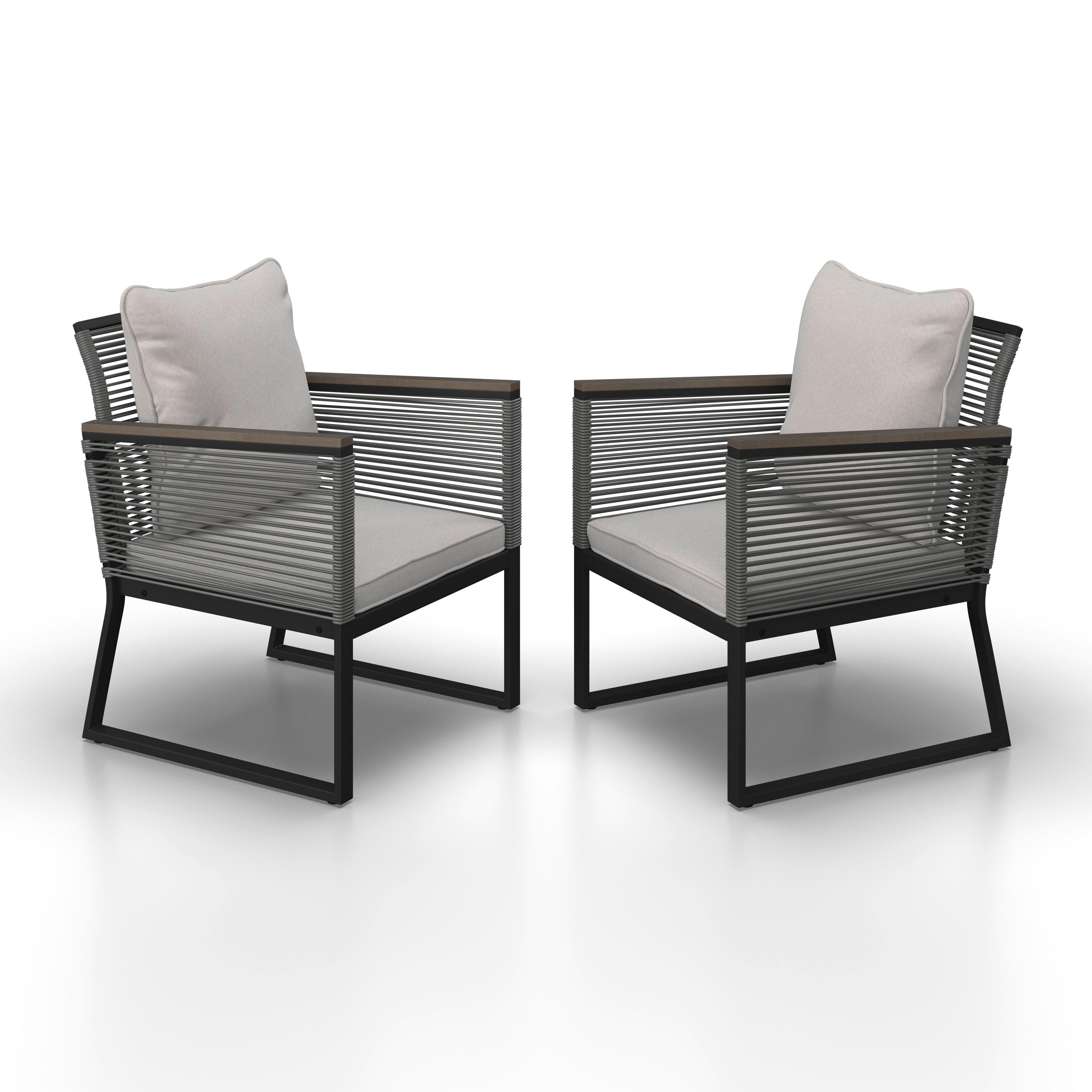 Gartensessel-Set 2-er Set Toni Grau Metall/Outdoorstoff - Dunkelgrau/Hellgrau, MODERN, Kunststoff/Textil (57,5/73/60cm) - Bessagi Garden