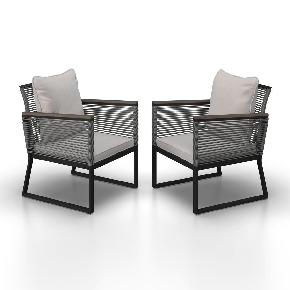 Set Vrtnih Stolov Toni, 2 Kos, Svetlo Siva - črna/svetlo siva, Moderno, kovina/umetna masa (57,5/73/60cm) - Bessagi Garden