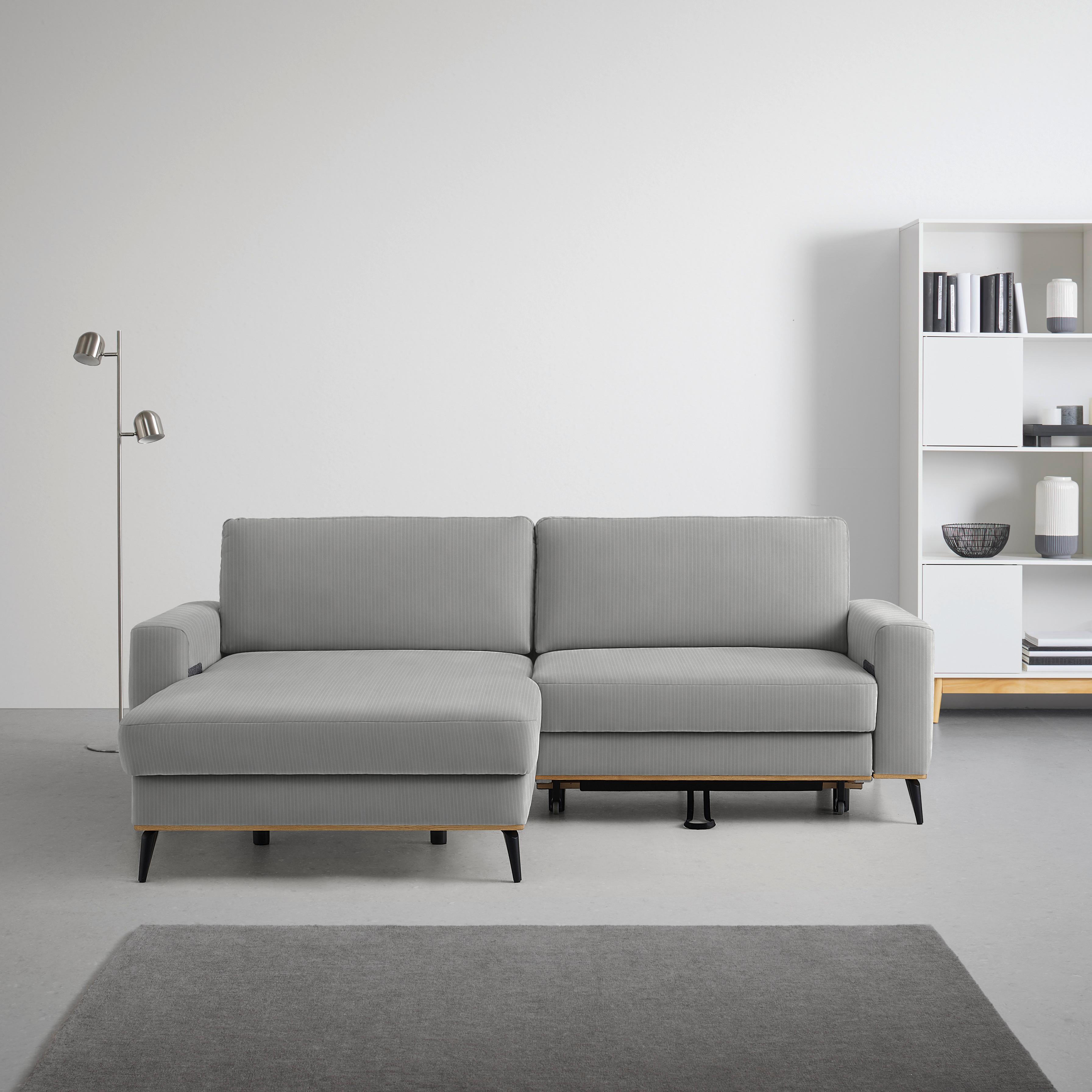 Wohnlandschaft Romeo Grau - Schwarz/Grau, KONVENTIONELL, Textil/Metall (167/87/234cm) - Zandiara