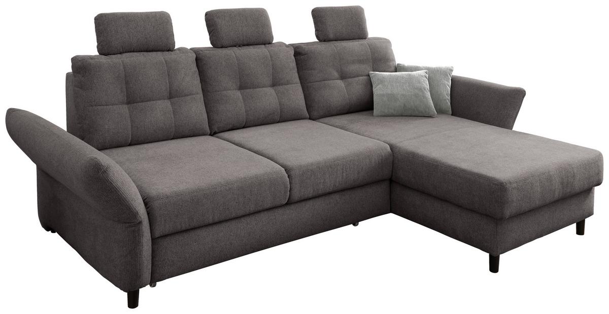 Wohnlandschaft Brizzini Graubraun Chenille - Graubraun/Hellgrau, MODERN, Holz/Textil (250-280/176cm) - Livetastic