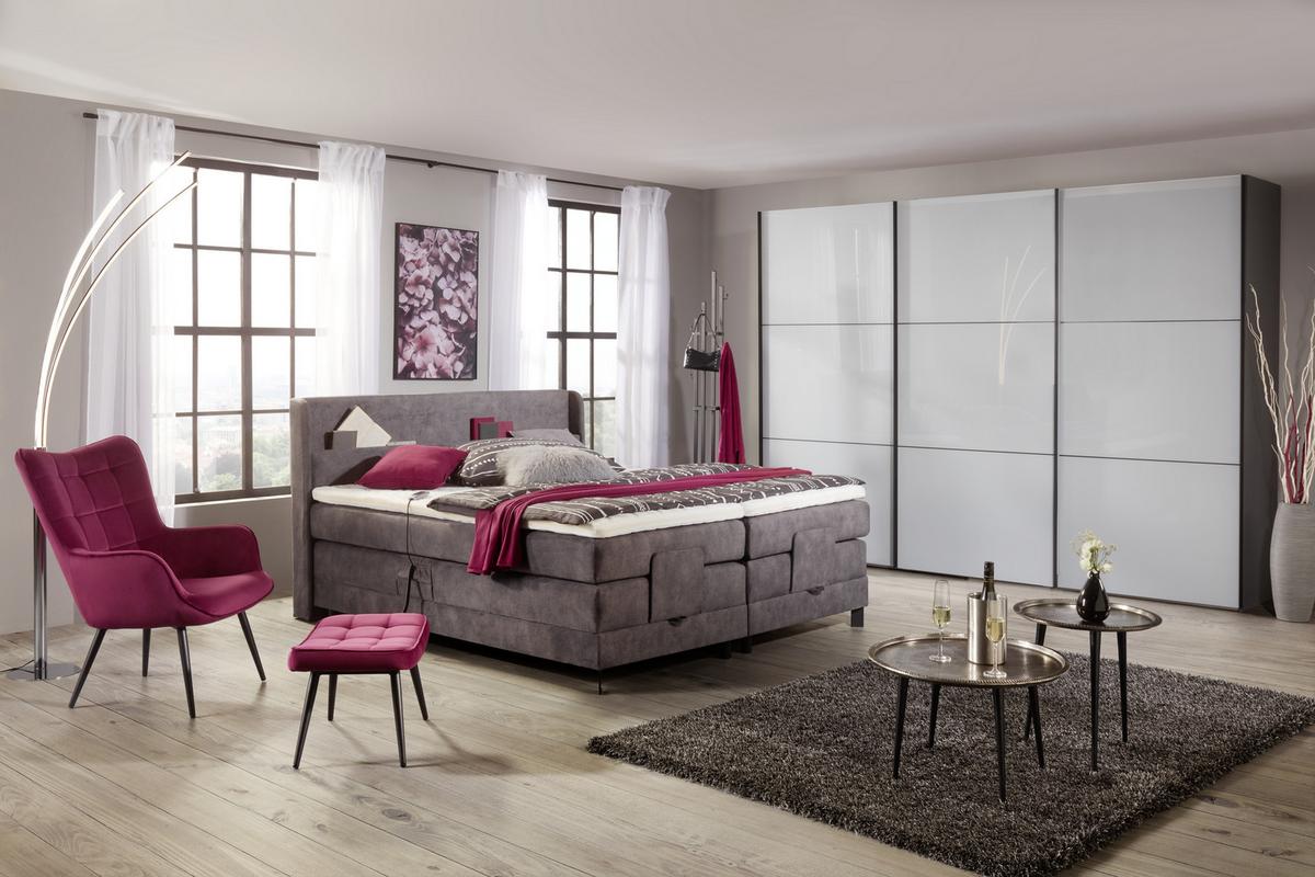 Schwebetürenschrank in Grau - Schwarz, MODERN, Glas/Holzwerkstoff (298/222/68cm) - Premium Living