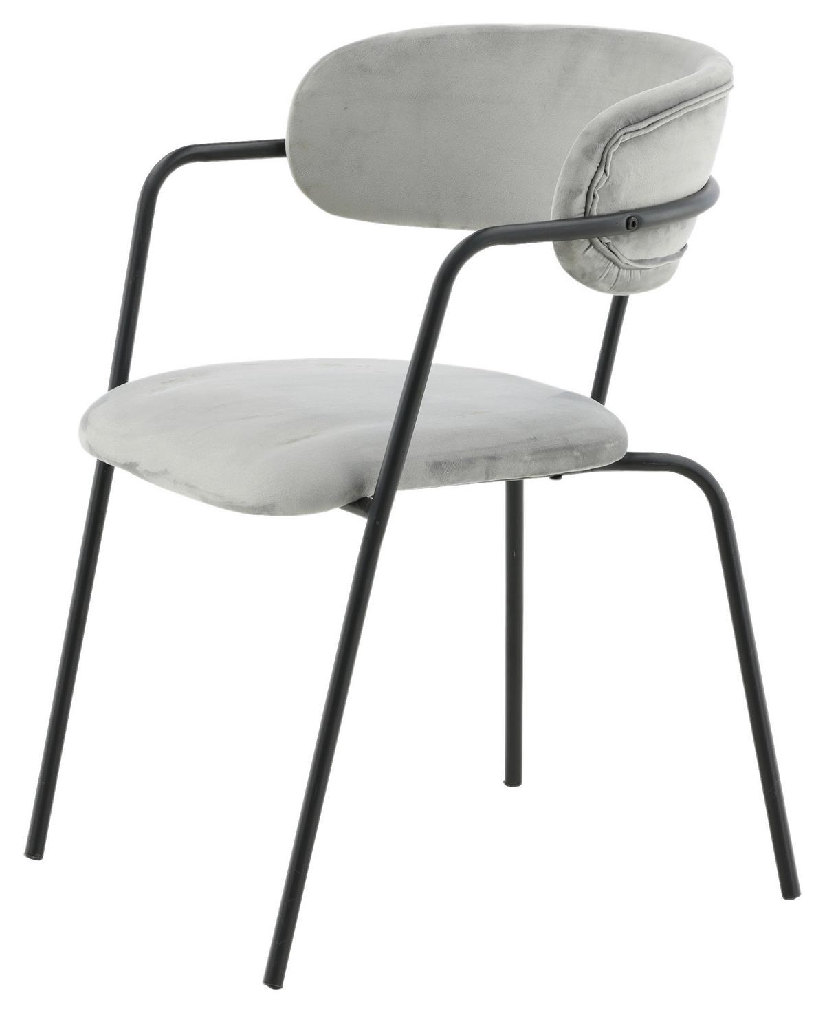 Stuhl-Set Arrow 2er-Set ca. 58x79 cm Samt Grau - Schwarz/Grau, Design, Textil/Metall (58/79/61cm) - Livetastic