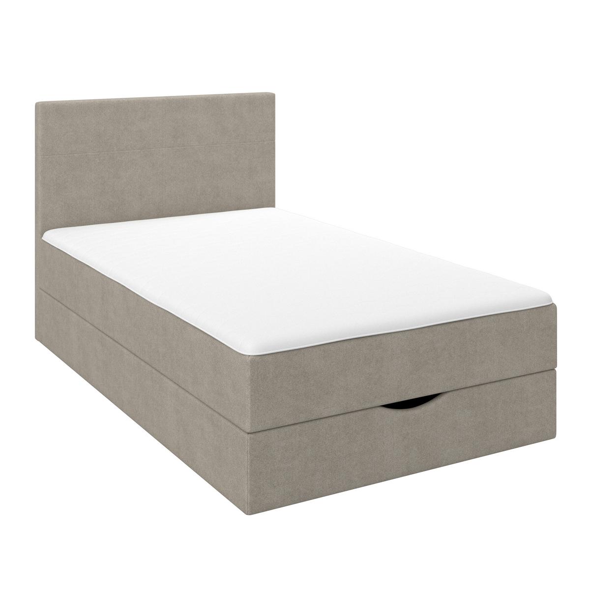 Boxbett Ace ca. 120x200 cm Beige intgr. Topper - Beige/Schwarz, MODERN, Holz/Kunststoff (120/200cm) - Bessagi Home