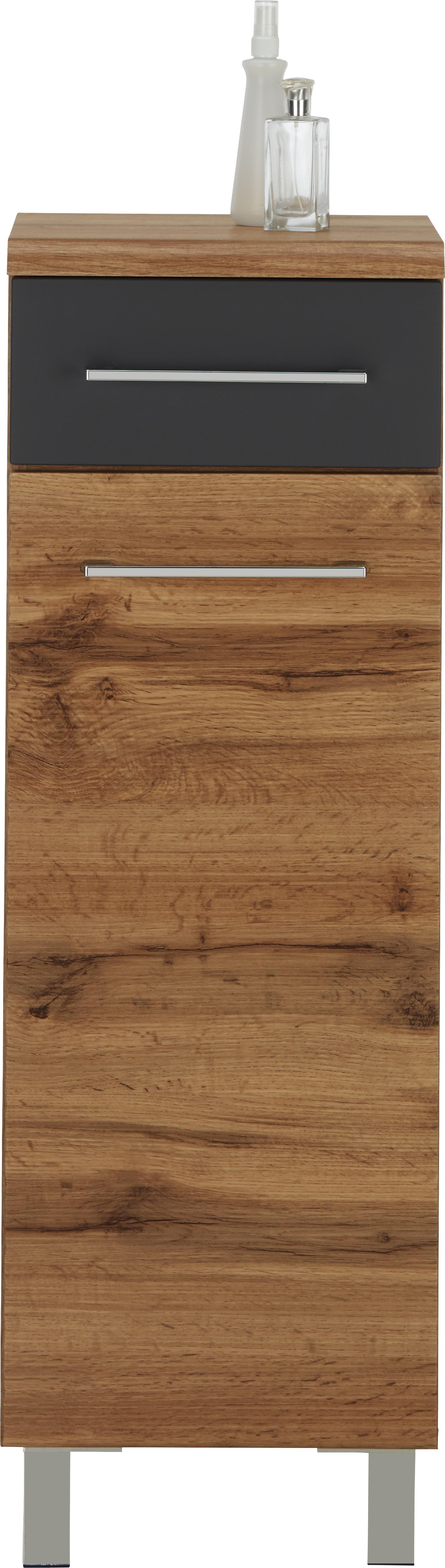 Unterschrank Eichefarben - Chromfarben/Eichefarben, MODERN, Holzwerkstoff/Metall (35/106/33cm) - Premium Living