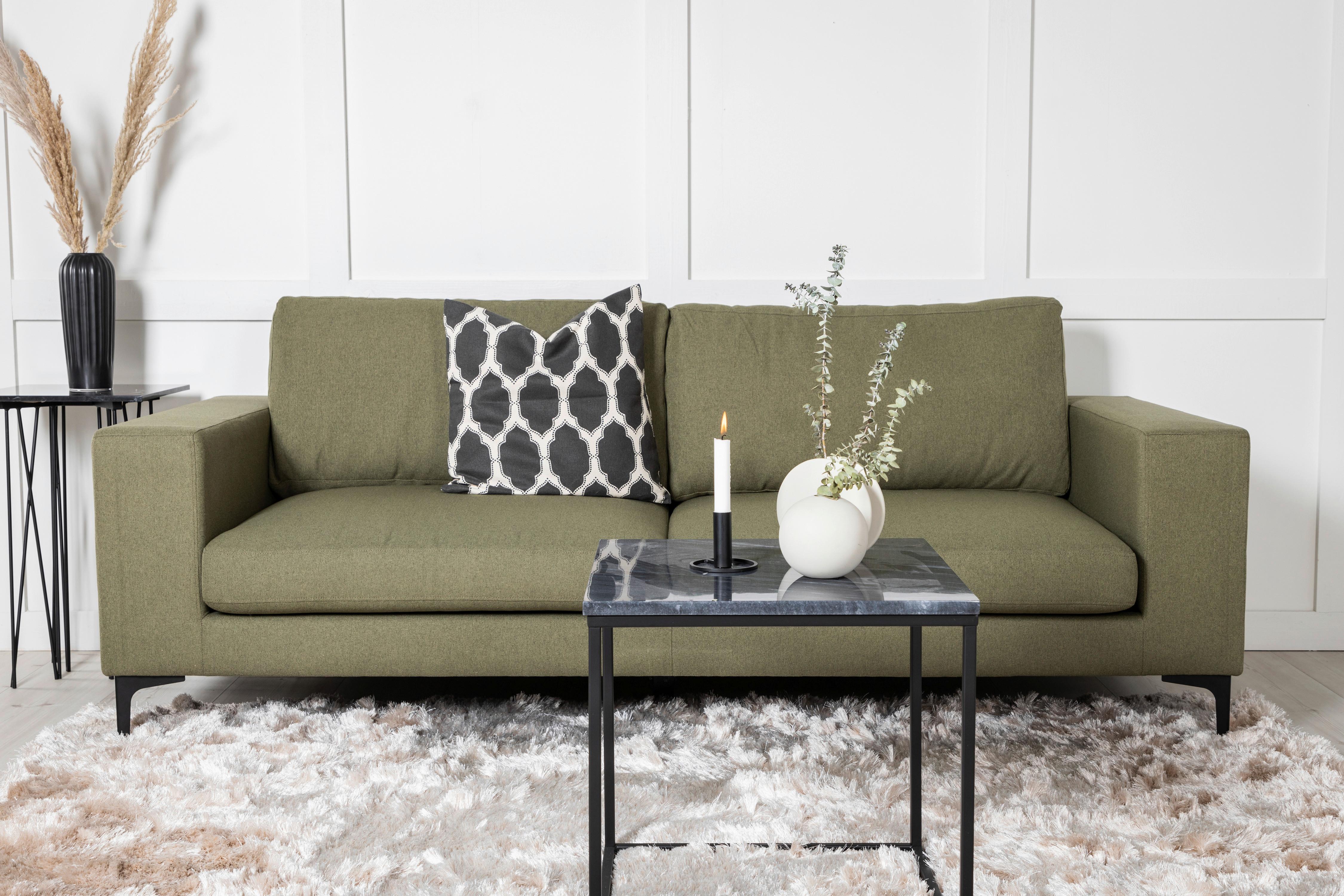 2-SITZER-SOFA BOLERO - Schwarz/Olivgrün, Design, Kunststoff/Textil (215/84/88cm) - Livetastic