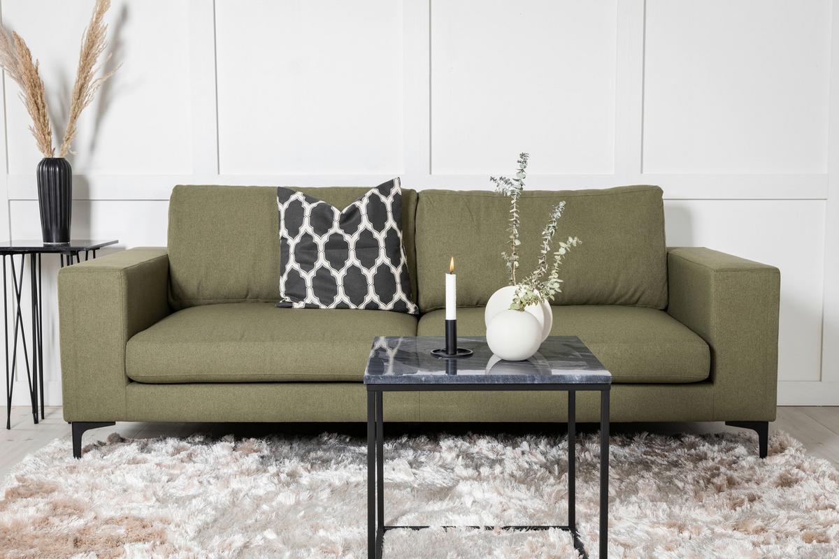 2-SITZER-SOFA BOLERO - Schwarz/Olivgrün, Design, Kunststoff/Textil (215/84/88cm) - Livetastic