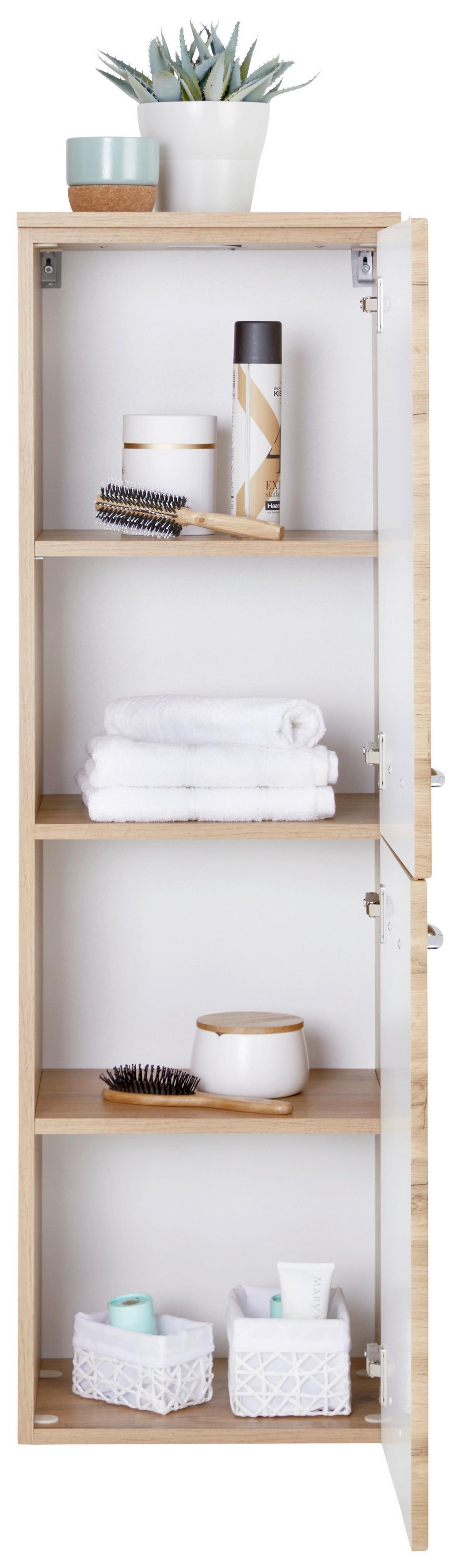 Srednje Visoka Omara Florida, Barva Hrasta - barve kroma/barve hrasta, Moderno, kovina/leseni material (40/130/35cm) - Premium Living