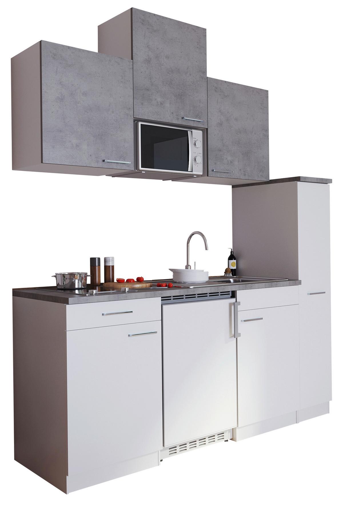 Küchenblock Economy Weiss/ Grau Cerankochfeld B: 180cm - Hellgrau/Weiß, MODERN, Holzwerkstoff (180cm) - Respekta