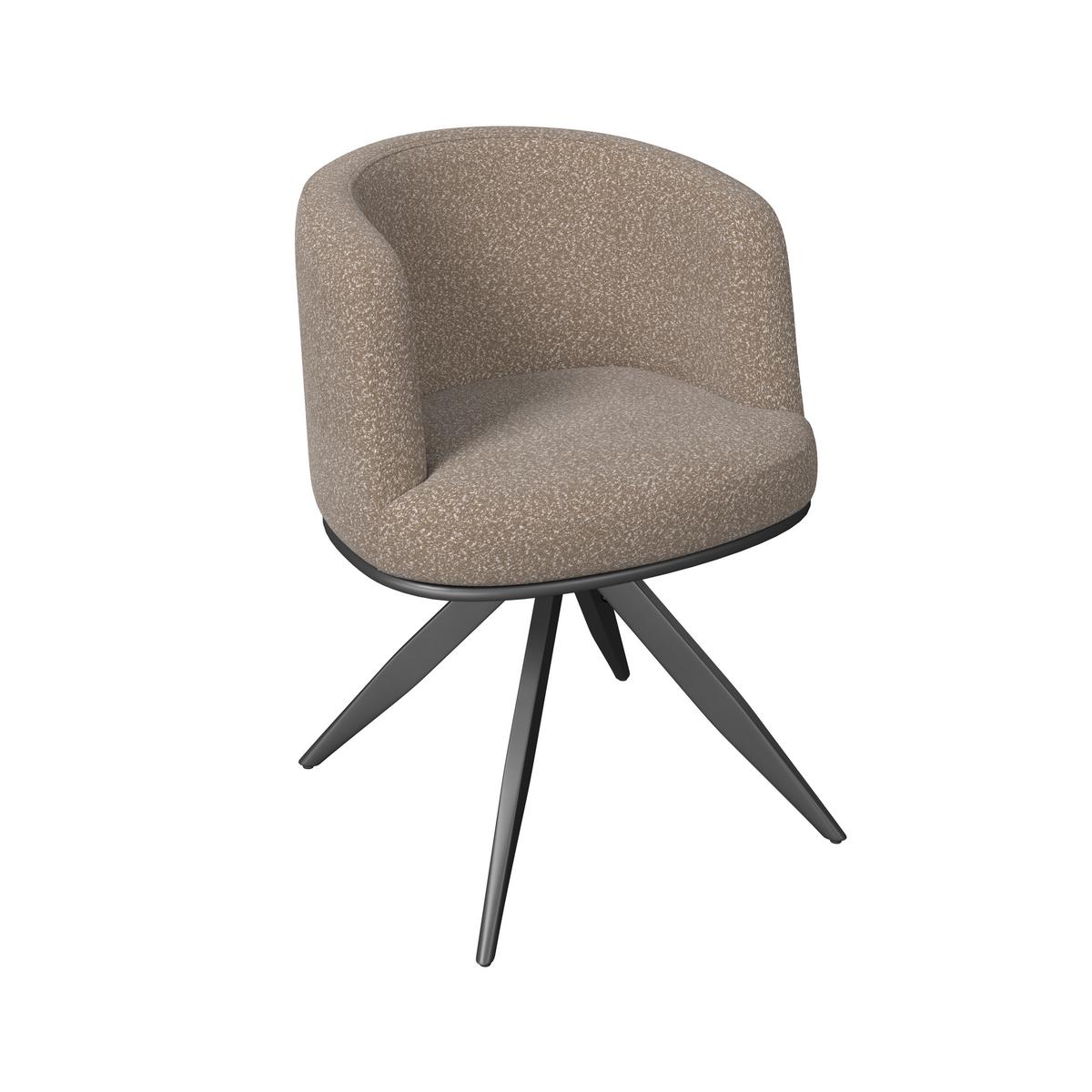 Armlehnstuhl Nela Braun Bouclé Drehbar Gepolstert - Schwarz/Braun, MODERN, Holz/Textil (62/77/62cm) - Bessagi Home