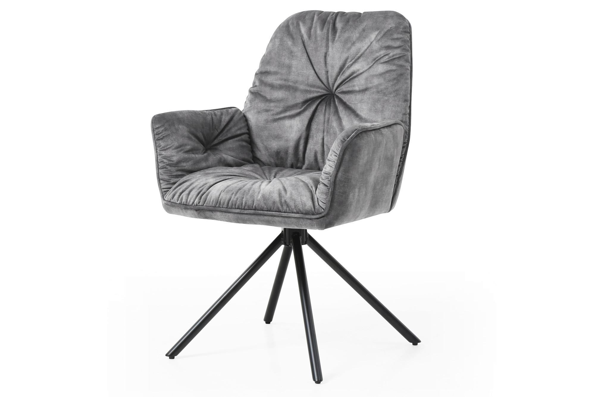 Naslanjač Vintage, Siva, Vrtljiv - siva/črna, Moderno, kovina/tekstil (61/90/59cm) - Livetastic