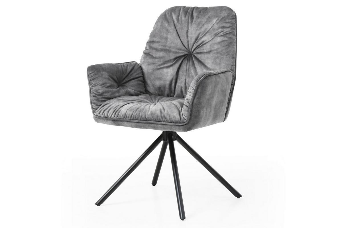 Naslanjač Vintage, Siva, Vrtljiv - siva/črna, Moderno, kovina/tekstil (61/90/59cm) - Livetastic