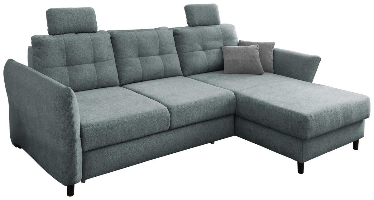 Wohnlandschaft Brizzini Mintgrau Chenille - Mintgrau/Blau, MODERN, Holz/Textil (250-280/176cm) - Livetastic