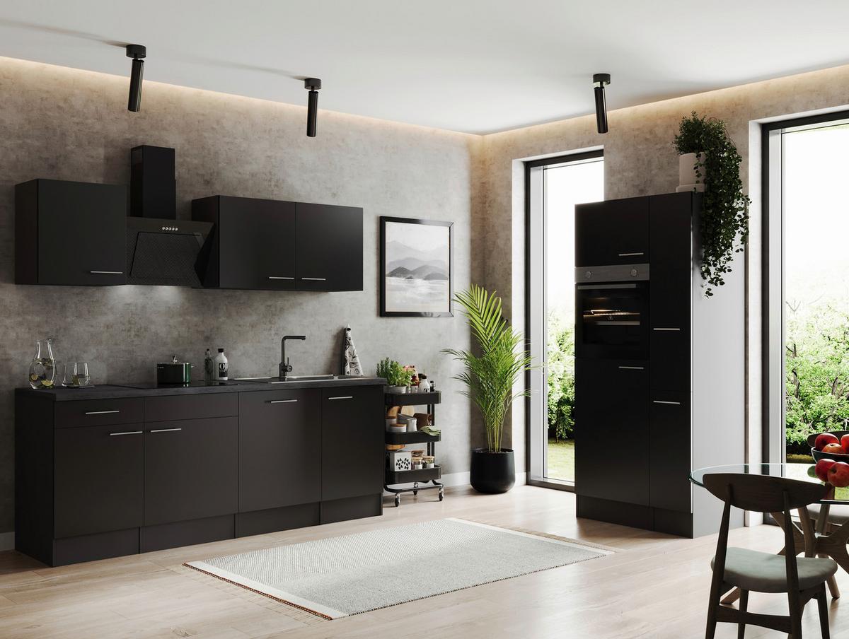 Kuhinjski Blok Z Aparati Oliver, 310cm - srebrne barve/črna, Design, kovina/leseni material (310cm) - Respekta