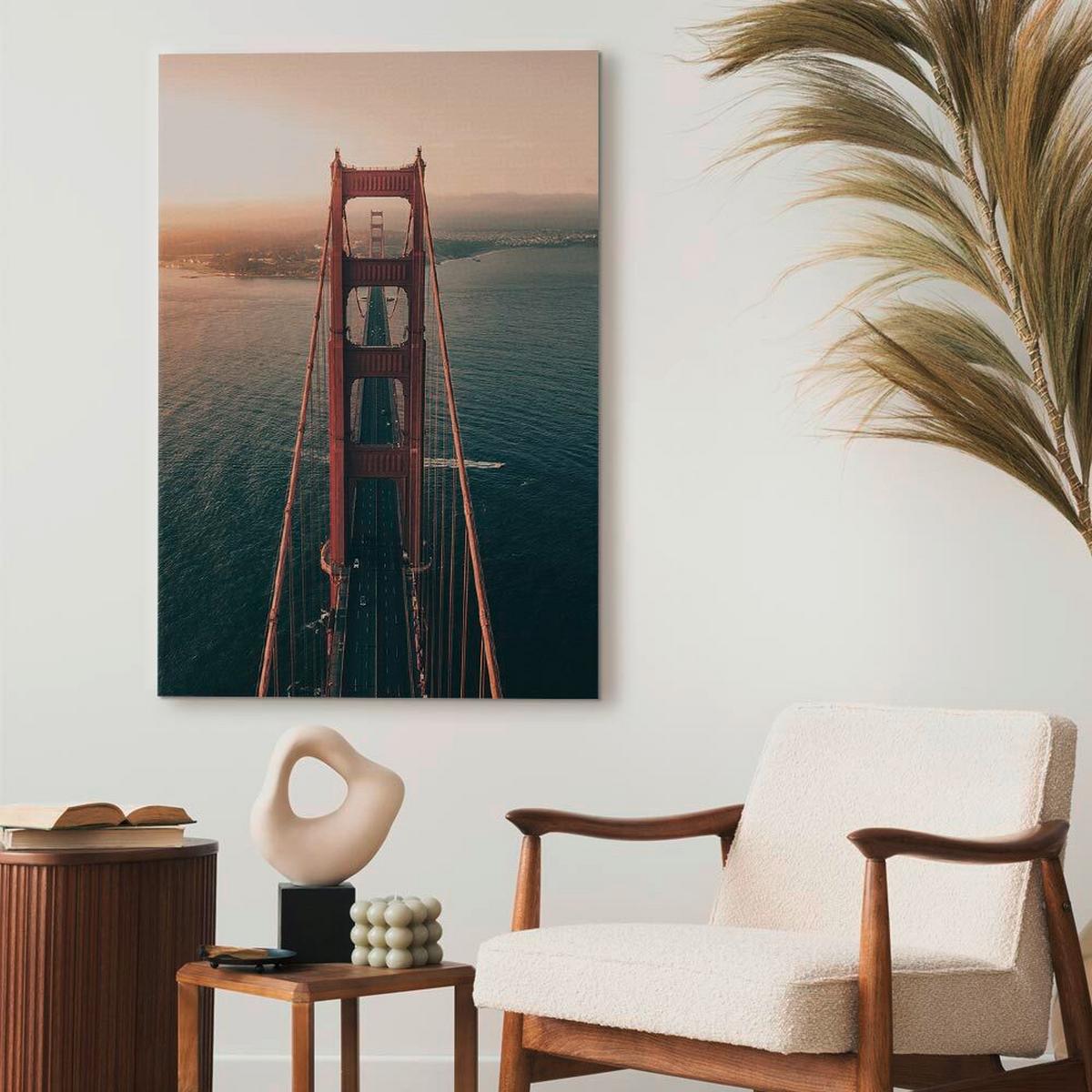 Slika Na Platnu Golden Gate Bridge - svetlo modra/barve bakra, Basics, tekstil/leseni material (40/60/1,2cm) - artgeist