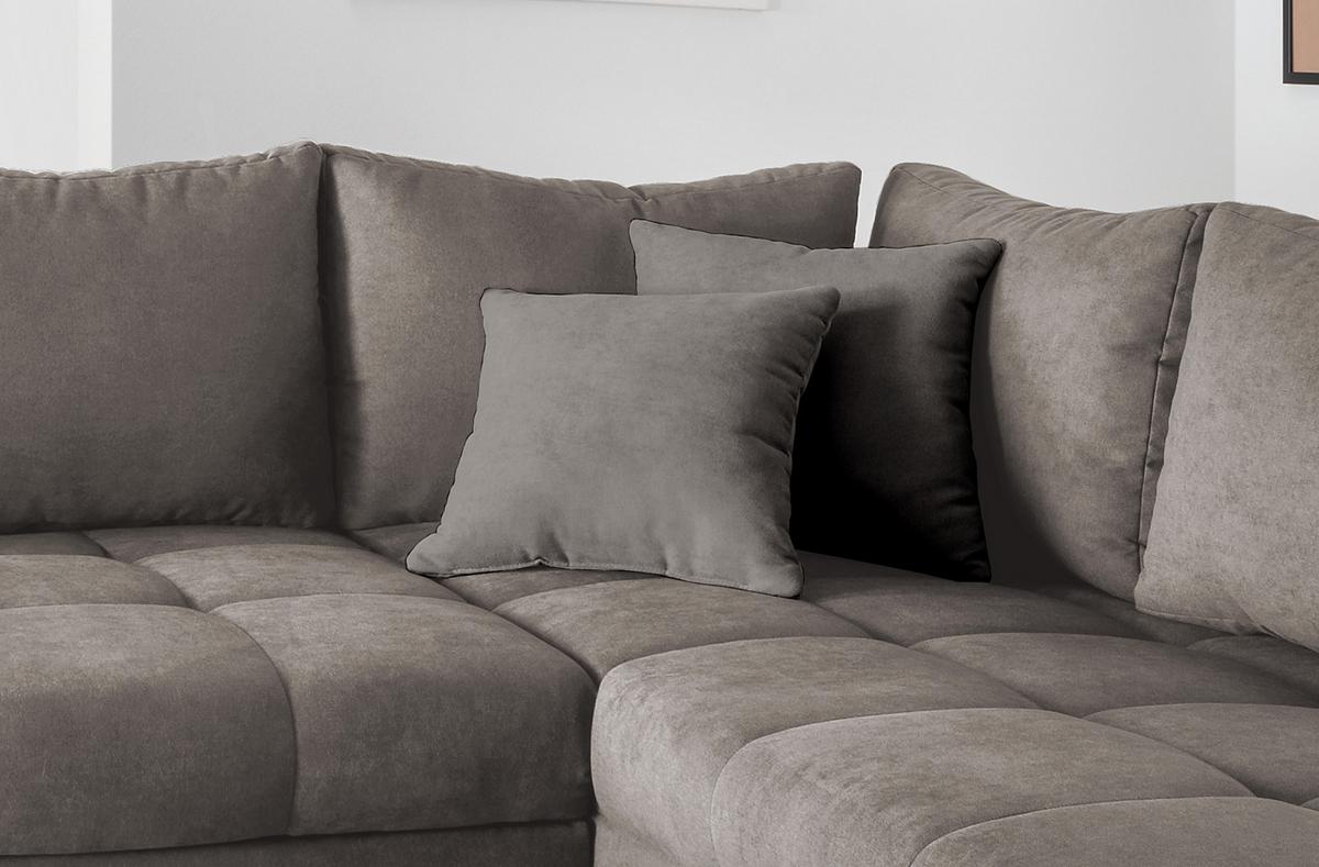 Wohnlandschaft Alvito Graubraun Nylon/Mikrofaser - Graubraun/Silberfarben, Design, Holz/Textil (298/202cm) - MID.YOU