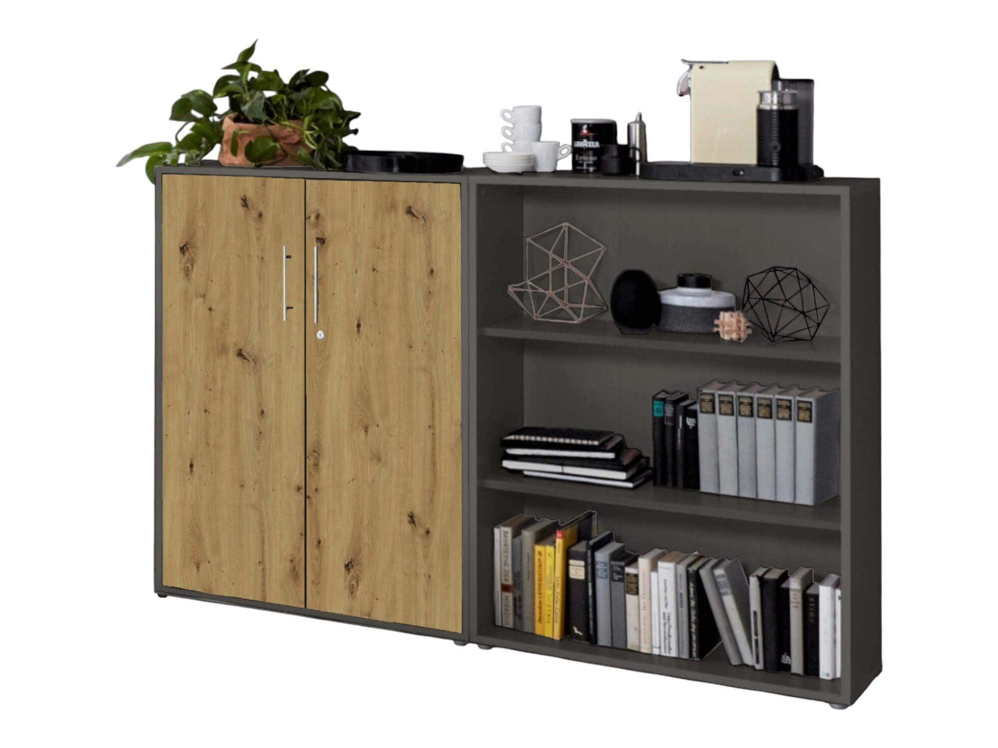 AKTENSCHRANK OFFICE EDITION-SW SET 1 NIEDR. - Anthrazit/Eiche Artisan, MODERN, Holzwerkstoff (168,8/113,6/33cm) - MID.YOU