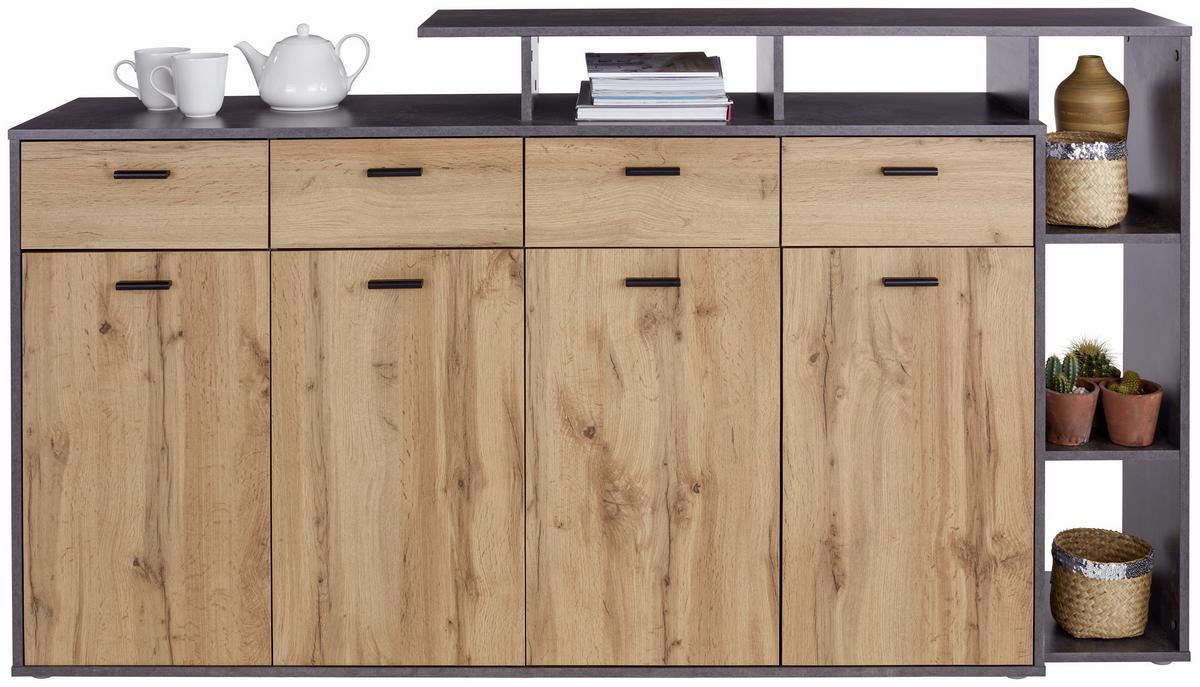 Komoda Tom 4 - črna/siva, Moderno, umetna masa/les (190/105/40cm) - Mömax