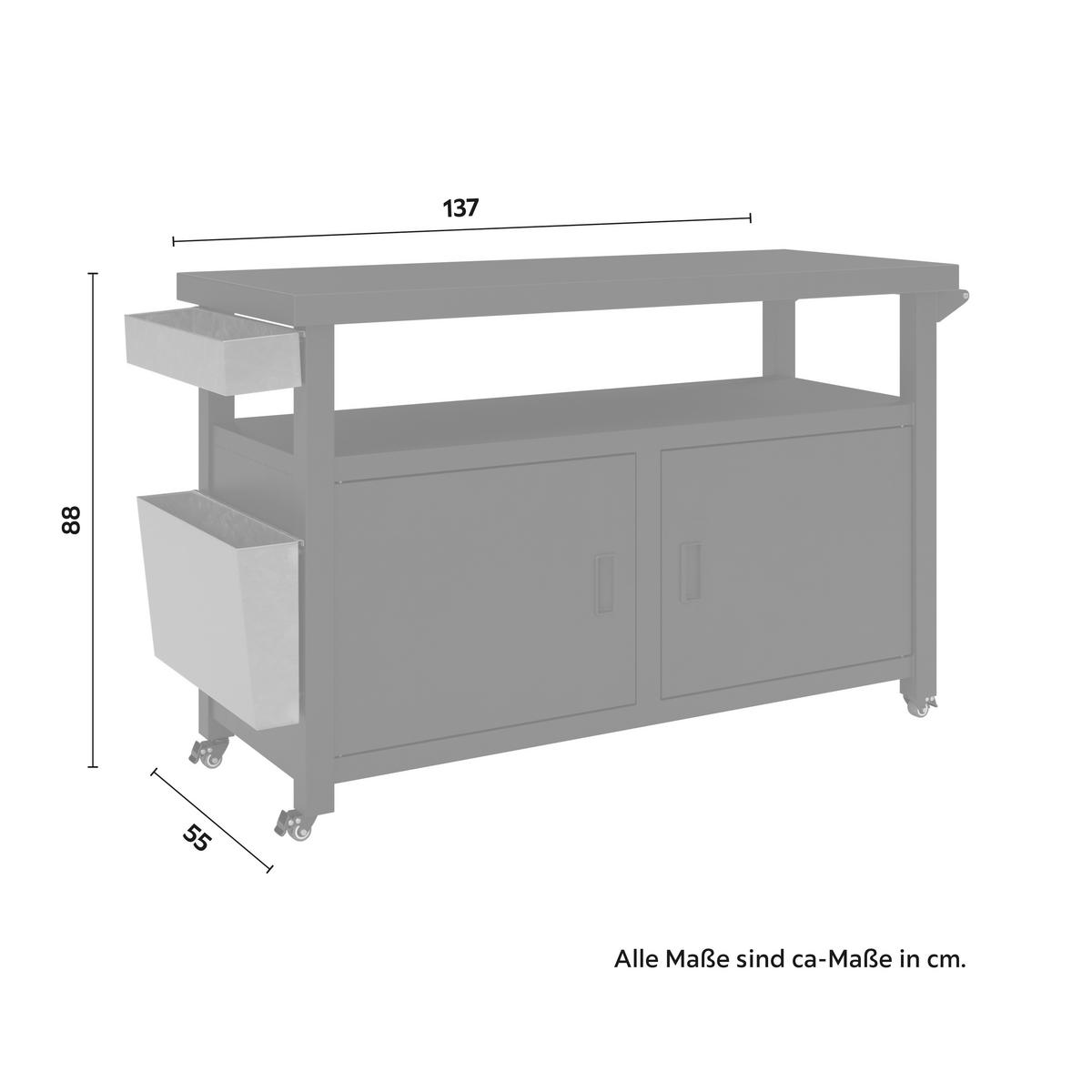 Outdoorküche Robert Anthrazit - Anthrazit/Schwarz, MODERN, Kunststoff/Metall (137/88/55cm) - Mömax