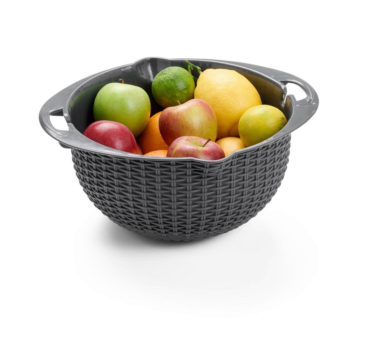 Sită pentru bucătărie Micha 4 în 1 - gri închis/culoare stejar argintiu, Konventionell, plastic/metal (32/14cm) - Mömax