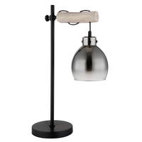 Tischleuchte Ryan Naturfarben/Schwarz max. 40 W - Schwarz/Naturfarben, Natur, Glas/Holz (33/18/55cm) - Globo
