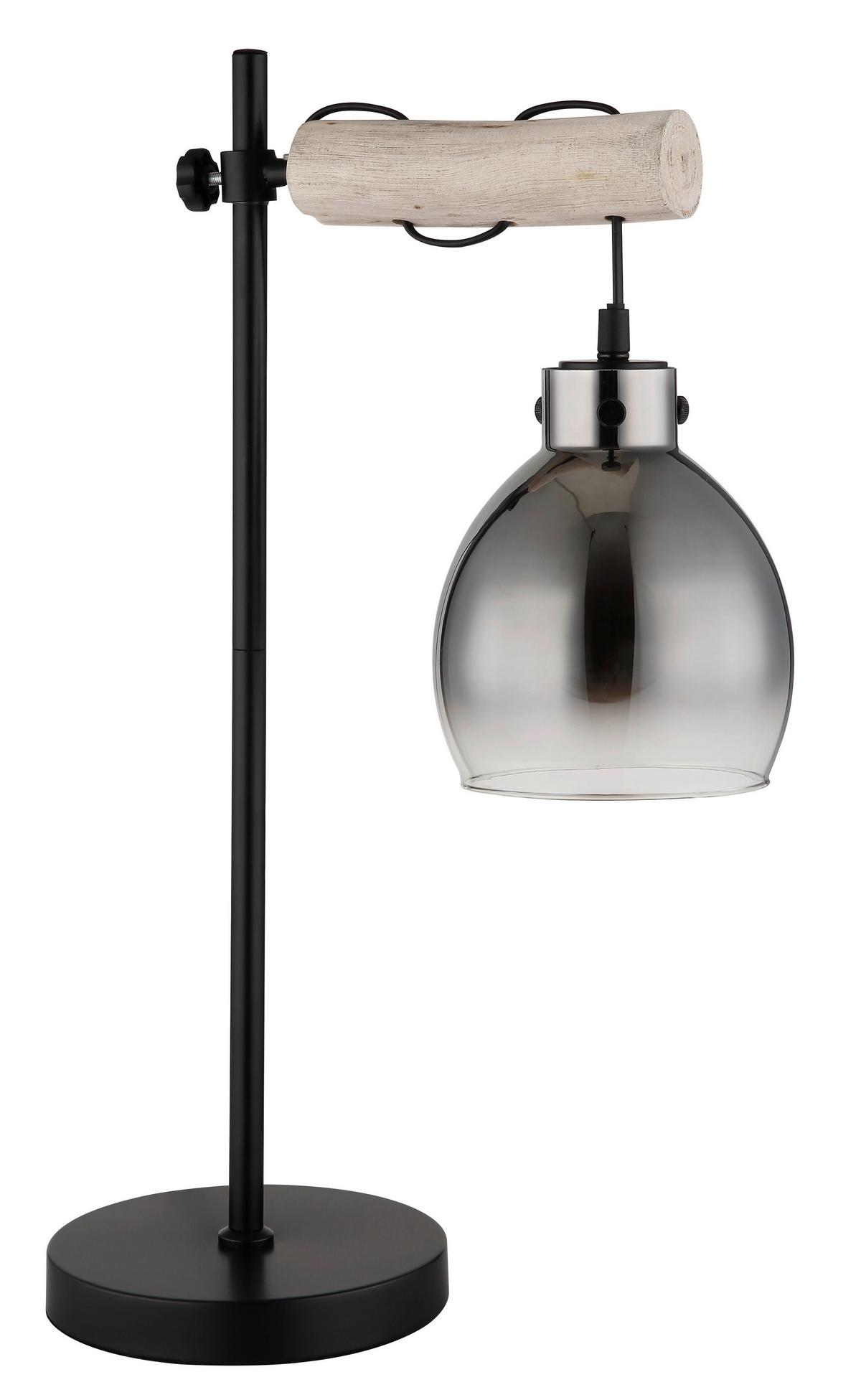 Tischleuchte Ryan Naturfarben/Schwarz max. 40 W - Schwarz/Naturfarben, Natur, Glas/Holz (33/18/55cm) - Globo