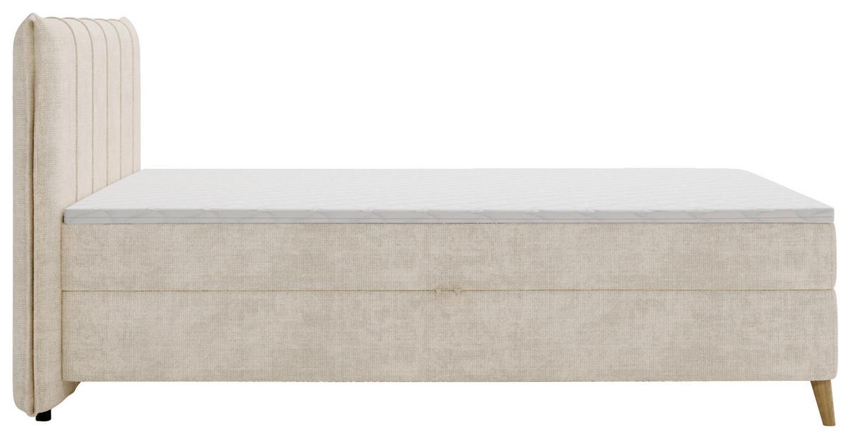 Boxbett Veloria Beige ca. 160x200cm - Beige/Schwarz, KONVENTIONELL, Textil/Metall (160/200cm) - Based