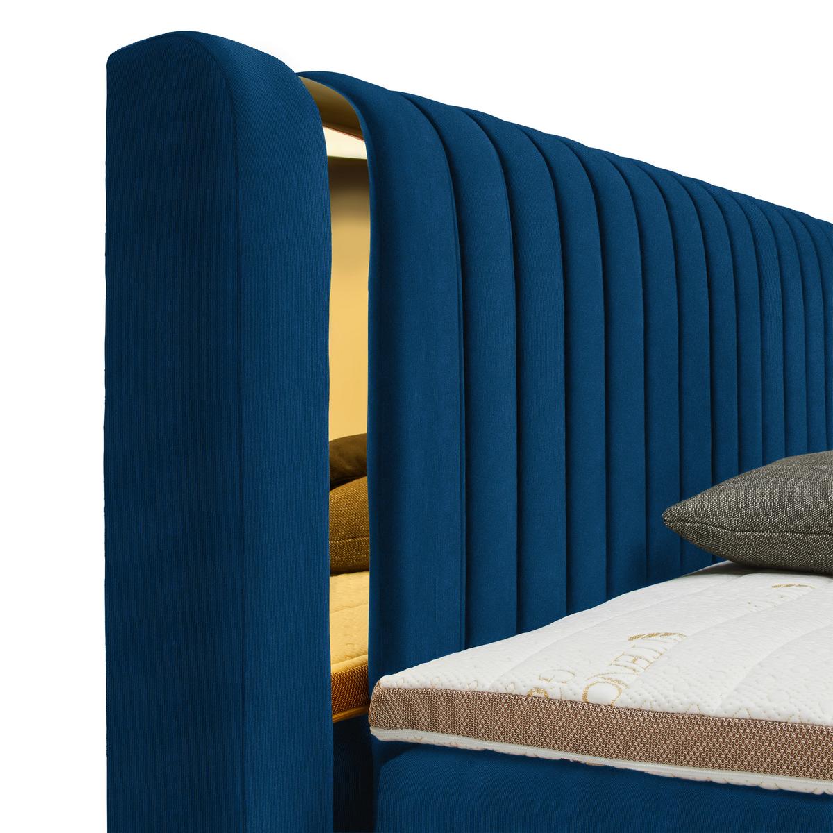 Boxspring Krevet Minola Gold Exkluziv - kraljevska plava/crna, Konvencionalno, tekstil/plastika (160/200cm) - Premium Living
