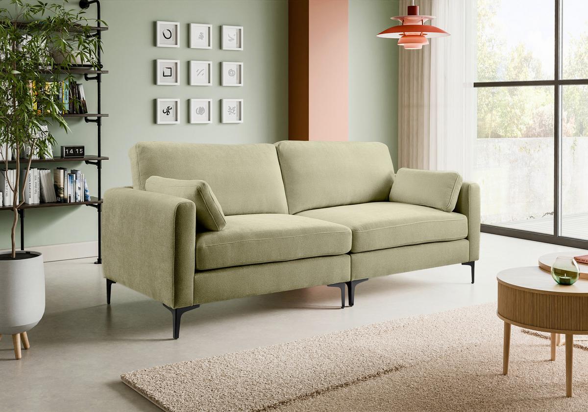 3,5-Sitzer-Sofa Venti Grün - Schwarz/Grün, Basics, Holz/Textil (225/92/97cm) - MID.YOU