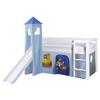 Igralna Postelja Kasper, 90x200, Modra, Tobogan, Stolp - modra/bela, Natur, les (90/200cm) - MID.YOU