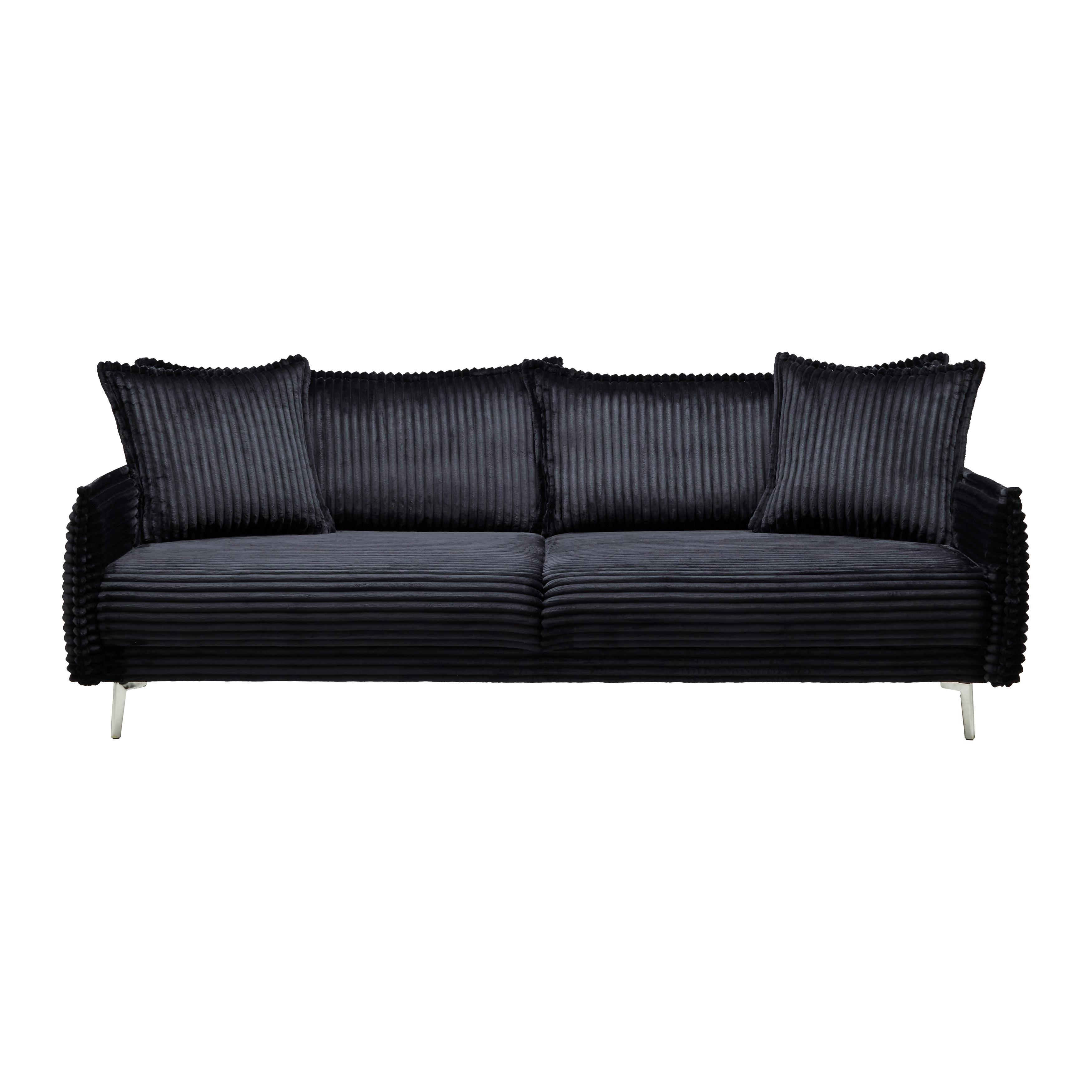 Bigsofa Kiss Schwarz - Chromfarben/Schwarz, MODERN, Holz/Metall (241/90/117cm) - Mömax