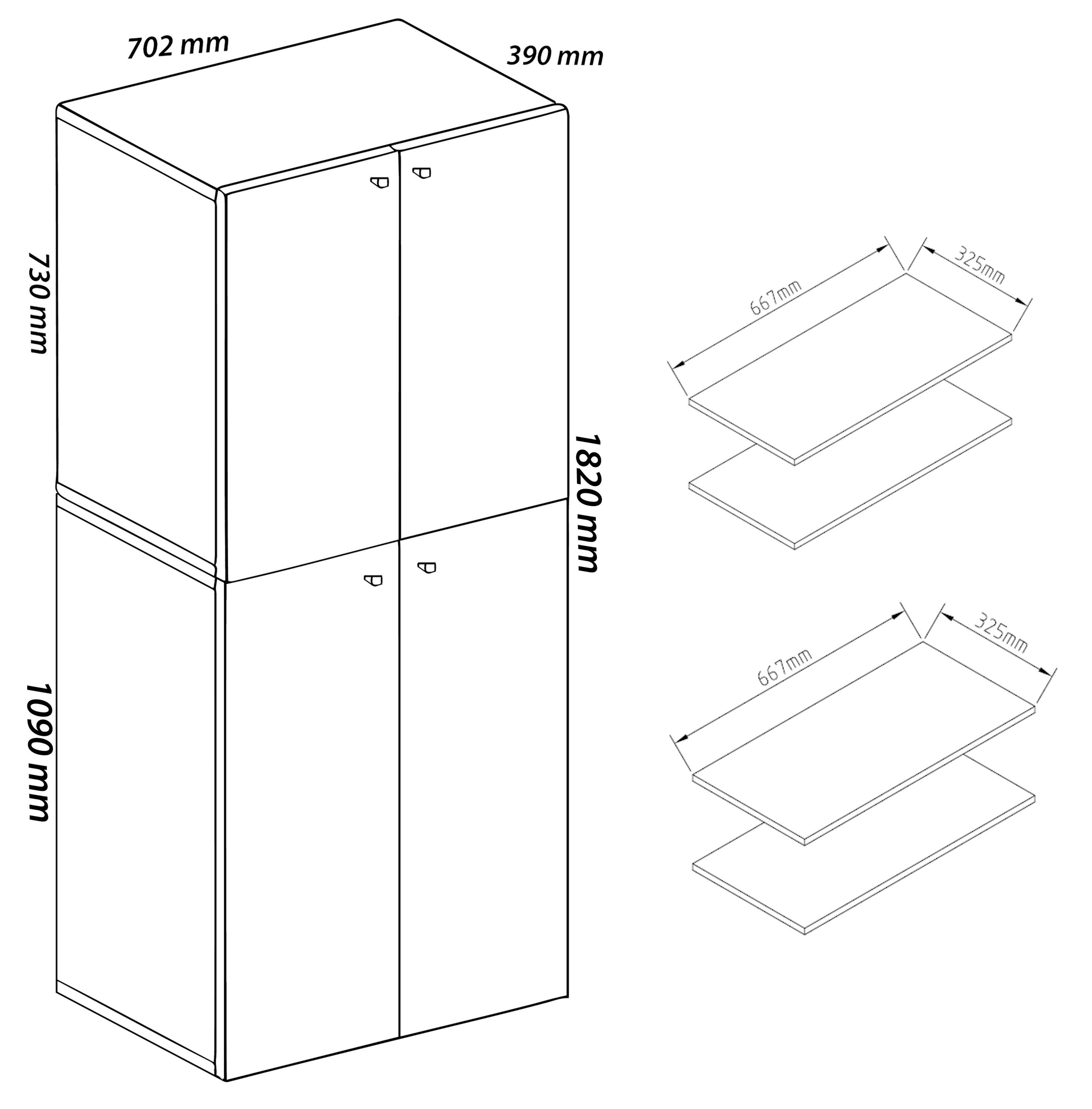 SCHUHSCHRANK VANDOL I 9 DT - Weiss/Schwarz, Design, Holzwerkstoff/Kunststoff (71/180/39cm) - MID.YOU
