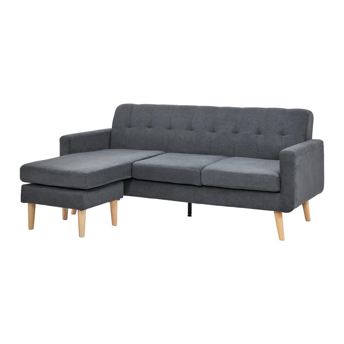 Wohnlandschaft Tamara in Dunkelgrau - Dunkelgrau/Naturfarben, Modern, Holz/Textil (198/83/143cm) - Bessagi Home