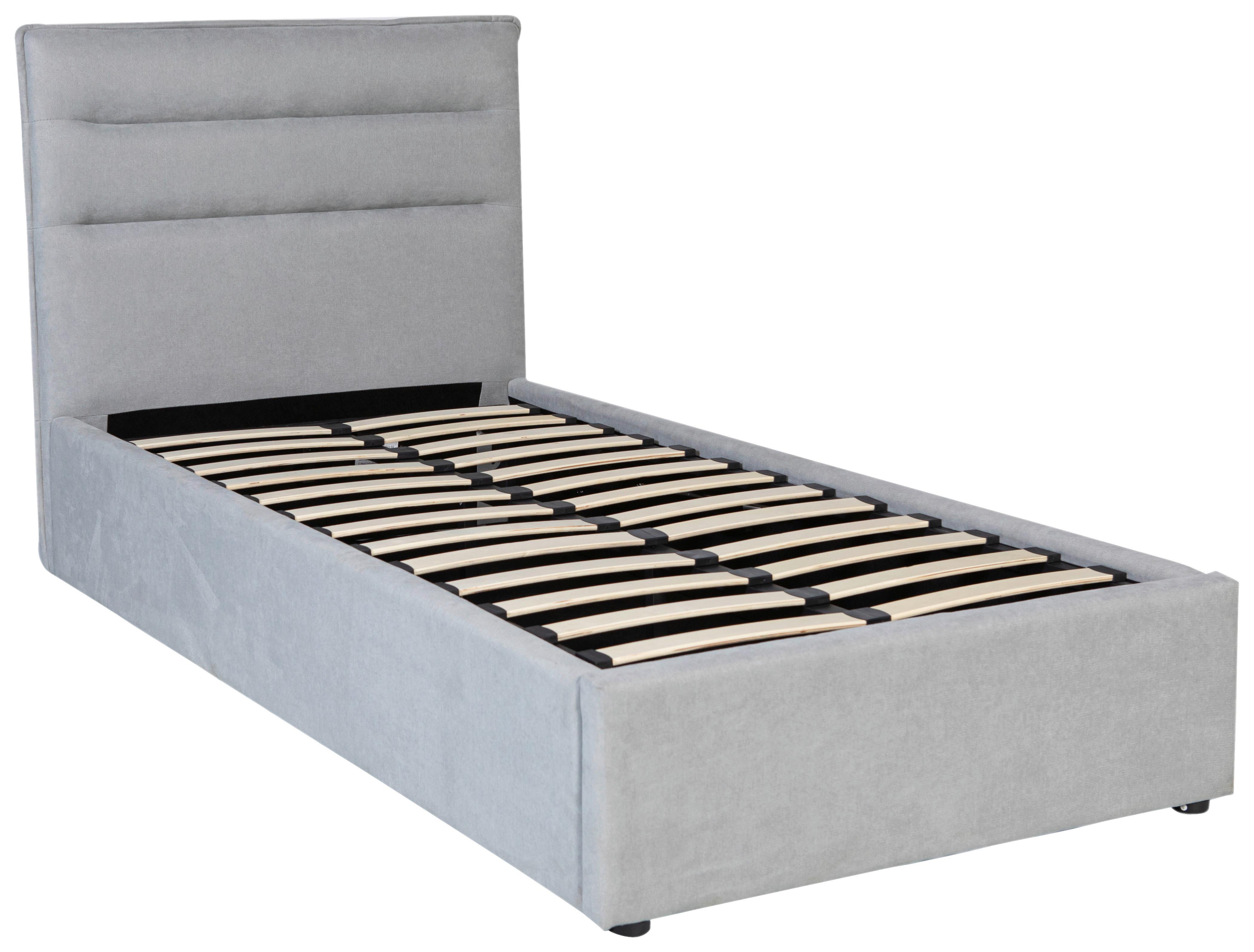 Polsterbett Sienna Hellgrau ca. 90x200cm - Hellgrau/Schwarz, LIFESTYLE, Holz/Kunststoff (90/200cm) - Based