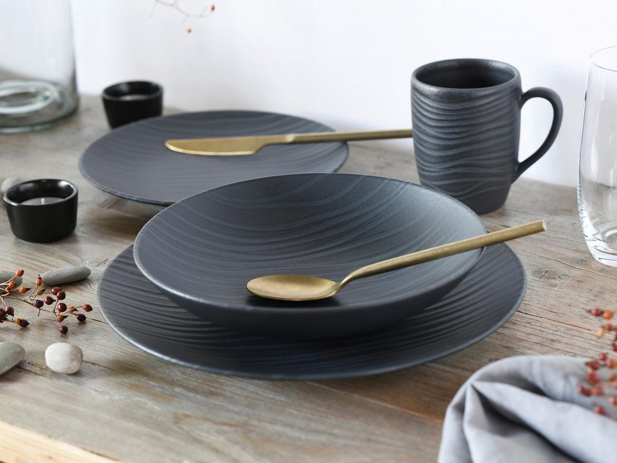 Jedilni Servis Waves, 12-Delni - antracit, Basics, keramika - Creatable