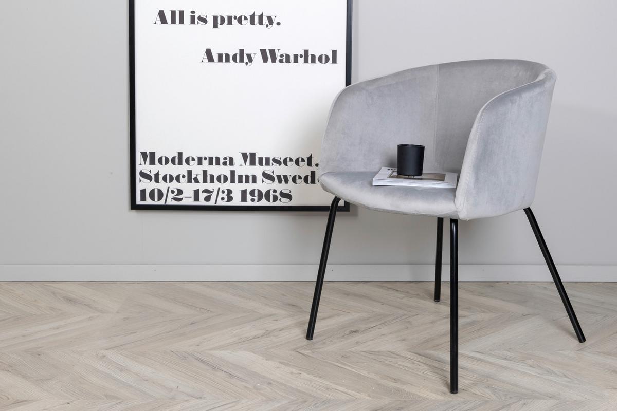 Stuhl Berit ca. 55x78x55 cm Hellgrau - Hellgrau/Schwarz, Design, Textil/Metall (55/78/55cm) - Livetastic