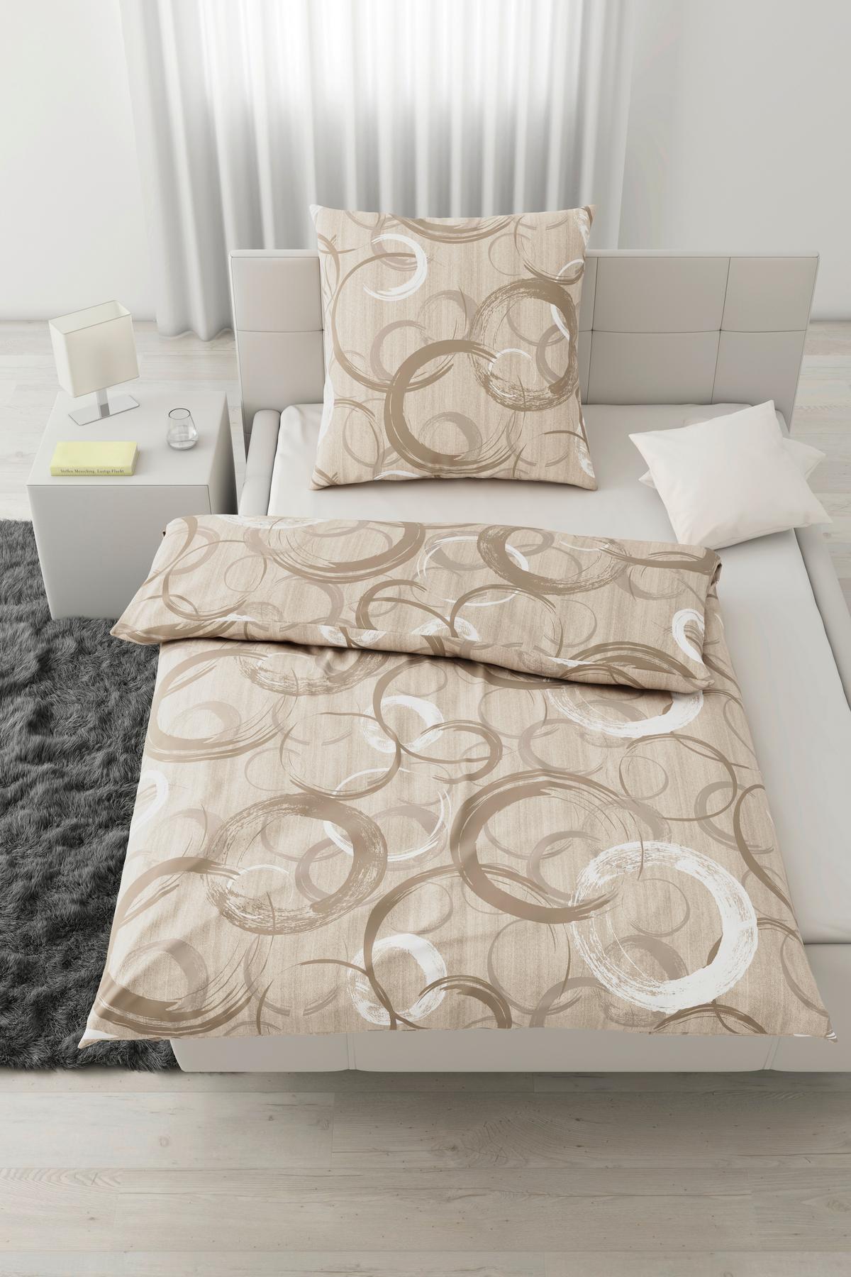 Bettwäsche New Circles Beige ca. 135x200cm - Beige, Textil (135/200cm) - Modern Living