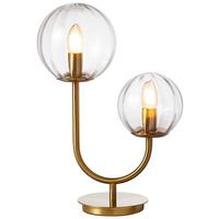 LAMPA STOŁOWA DOUBLE BUBBLE - przejrzysty/złoty, Trend, metal/szkło (33/18/43cm) - Light & Living