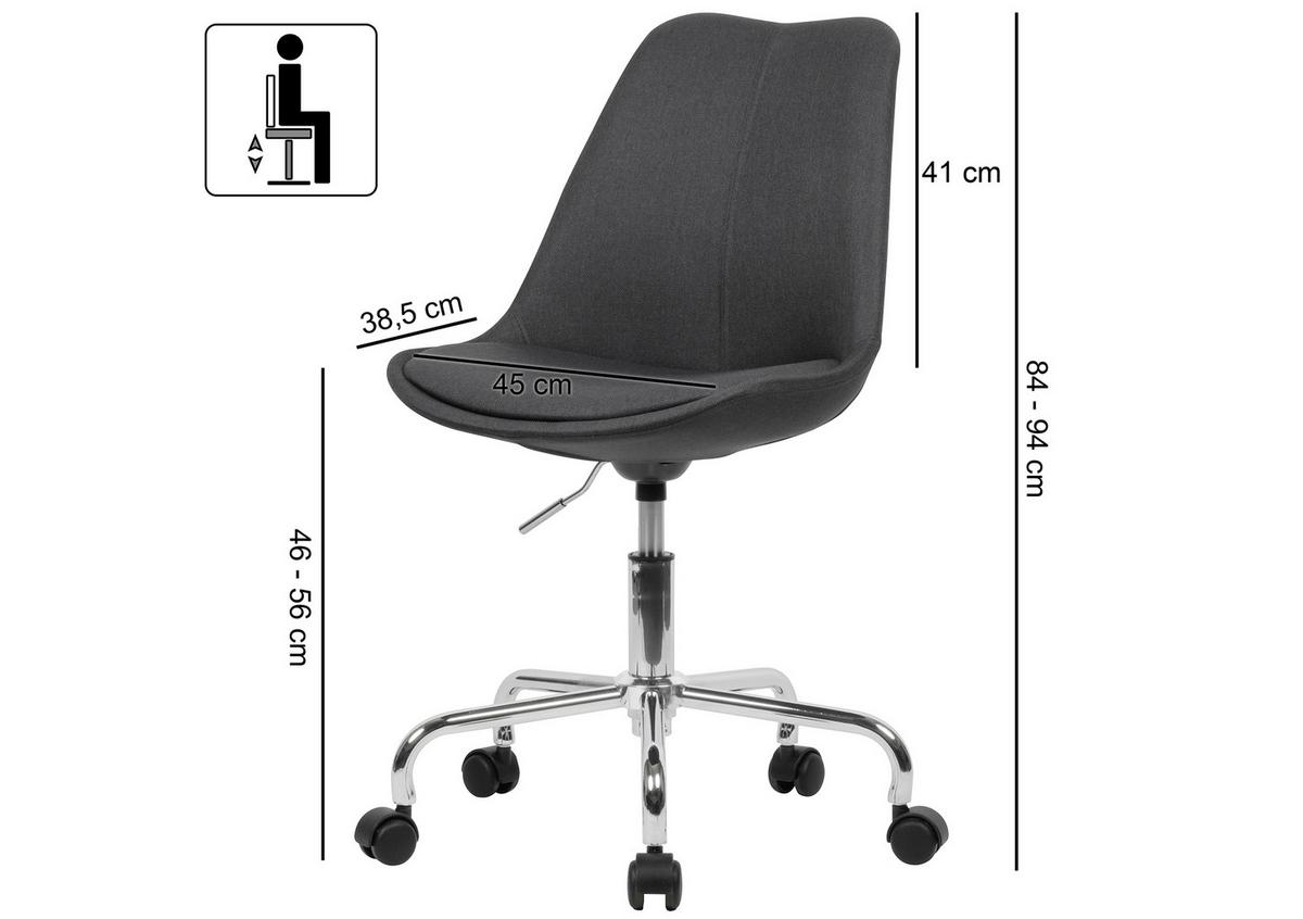 Vrtljivi Stol Drehstuhl - srebrne barve/črna, Moderno, kovina/umetna masa (65/84/65cm) - MID.YOU