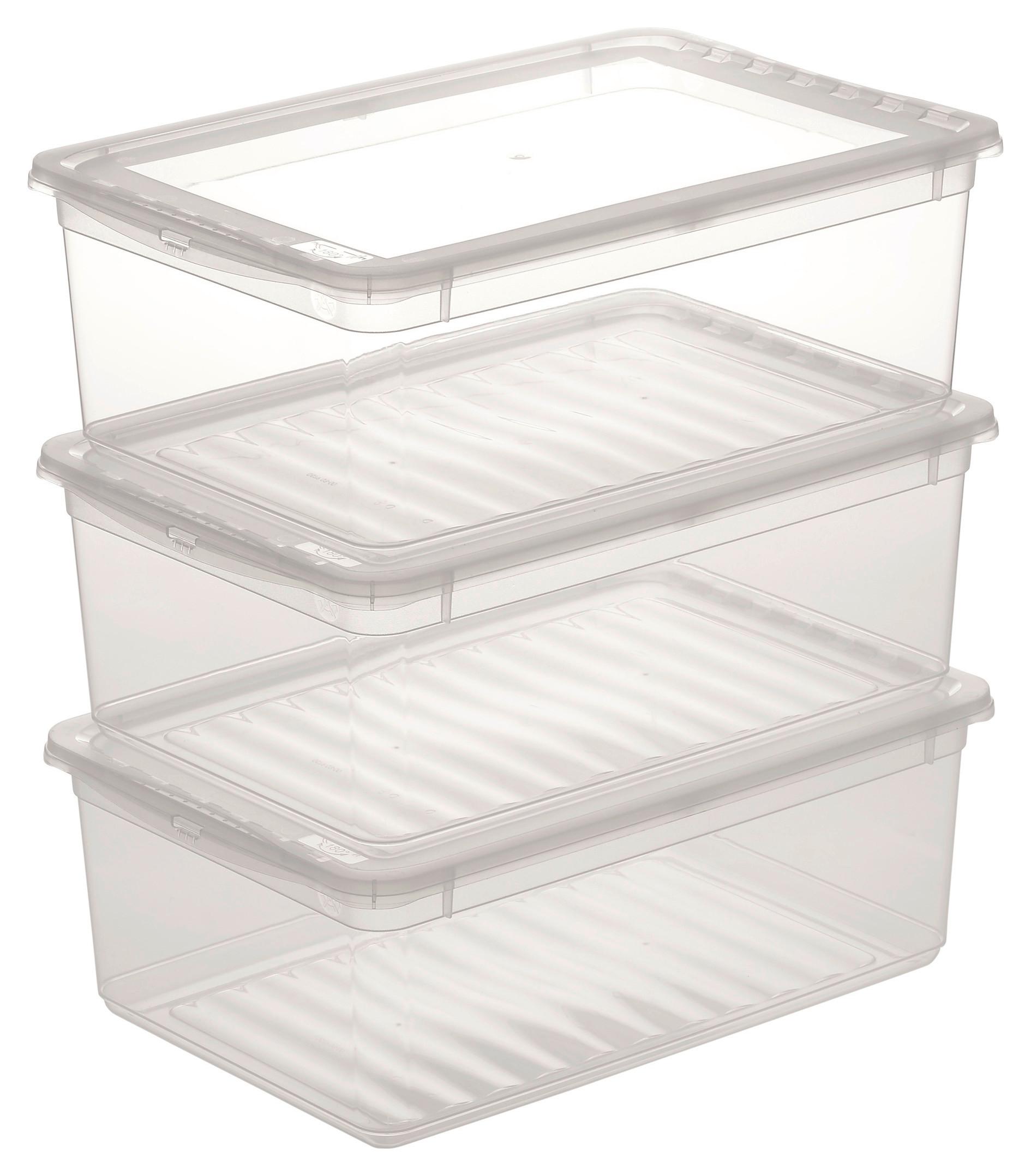 Set 3 Škatel Za Shranjevanje Beate, Ca. 11 L - prosojno, umetna masa (39/26,5/14cm) - Modern Living