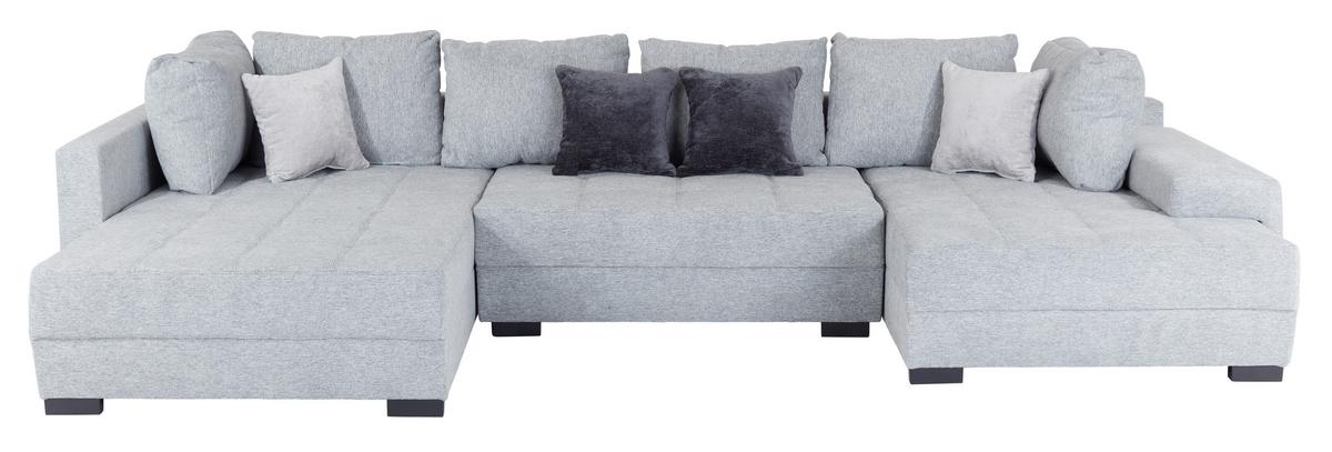 Canapea modulara LUGANO - gri deschis, Modern, lemn/textil (359/216cm) - Modern Living